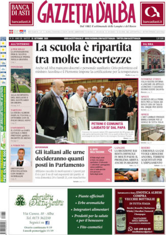 La copertina di Gazzetta d’Alba in edicola martedì 15 settembre