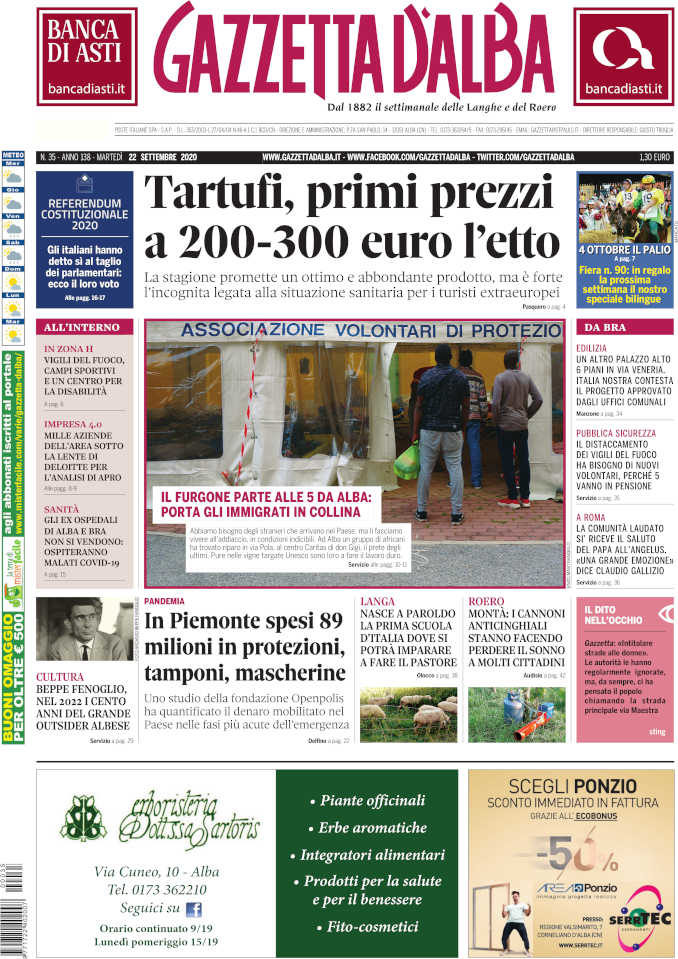 La copertina di Gazzetta d’Alba in edicola martedì 22 settembre