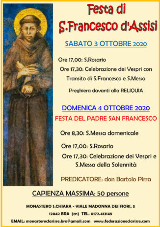 Le Clarisse celebrano la festa liturgica di san Francesco d’Assisi