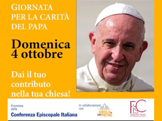 Domenica 4 ottobre è la Giornata per la carità del Papa
