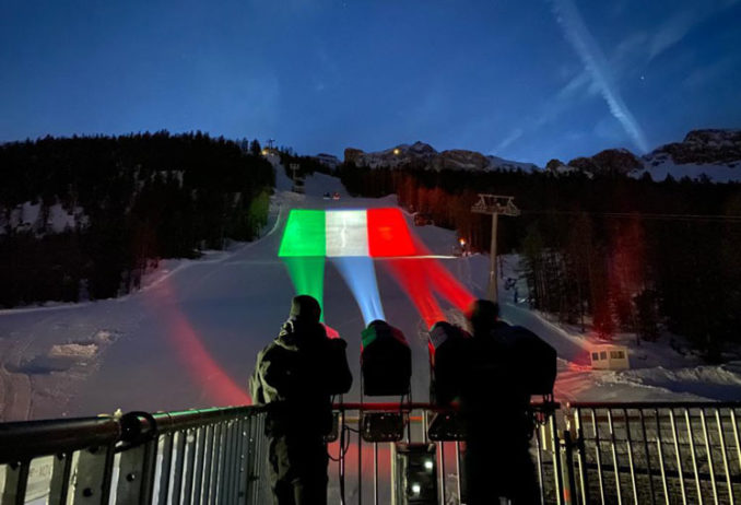 Proietta di Avigliana illumina Cortina per i mondiali 2021 di sci alpino  (FOTOGALLERY)