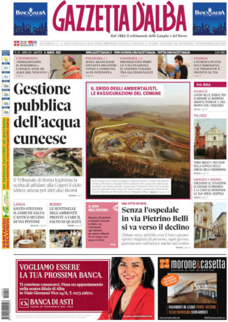 La copertina di Gazzetta d’Alba in edicola martedì 9 marzo