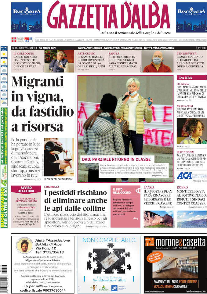 La copertina di Gazzetta d’Alba in edicola martedì 30 marzo