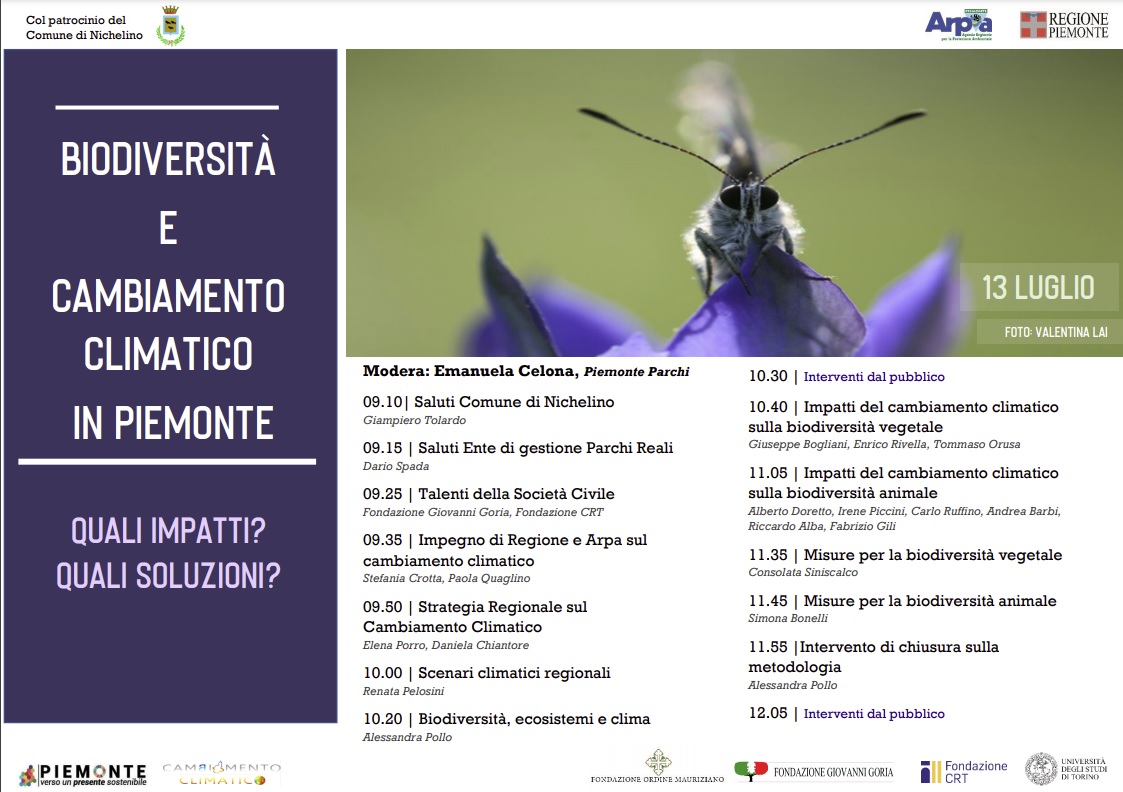 Domani incontro sulla biodiversità ed il cambiamento climatico in Piemonte