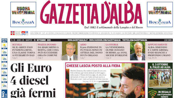 La copertina di Gazzetta d’Alba in edicola martedì 21 settembre
