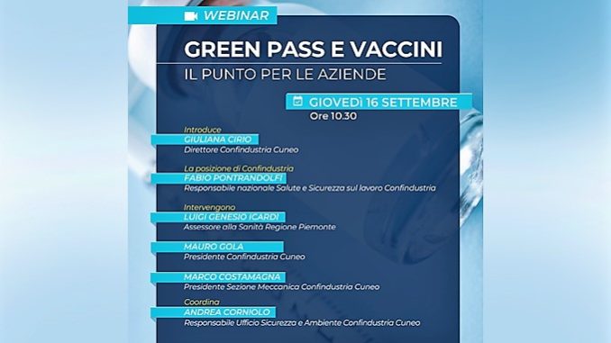 Green pass e vaccini: il punto per le aziende con Confindustria Cuneo