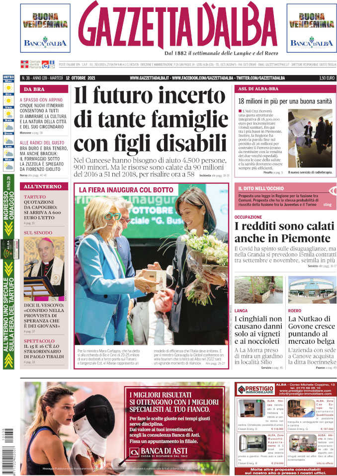 La copertina di Gazzetta d’Alba in edicola martedì 12 ottobre