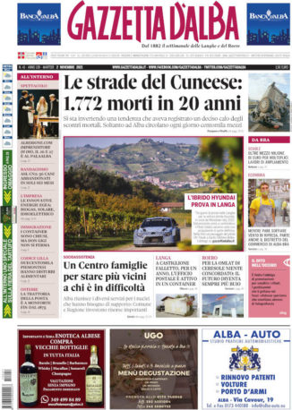 La copertina di Gazzetta d’Alba in edicola martedì 2 novembre