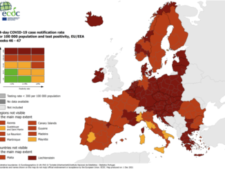 Il Piemonte è tra le poche zone colorate di giallo nella mappa del contagio