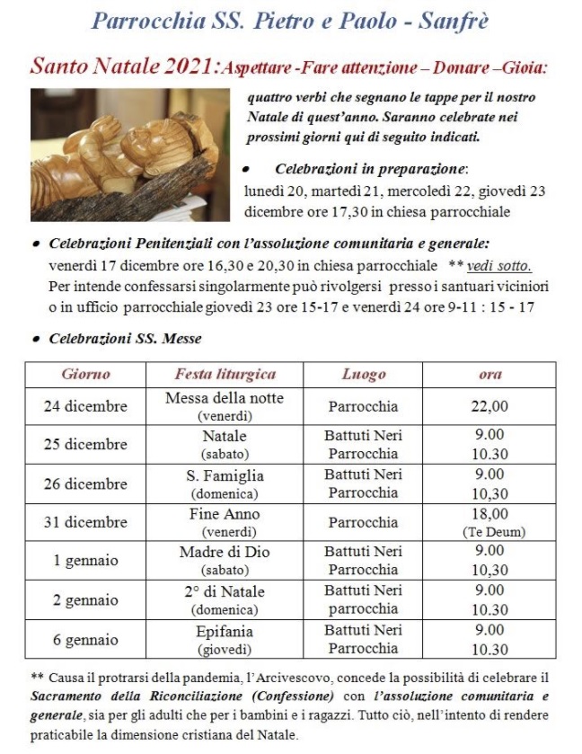 Santo Natale 2021 - Aspettare - Fare attenzione - Donare - Gioia