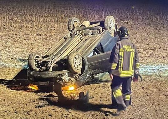 Incidente a Cavallermaggiore bis Auto capottata