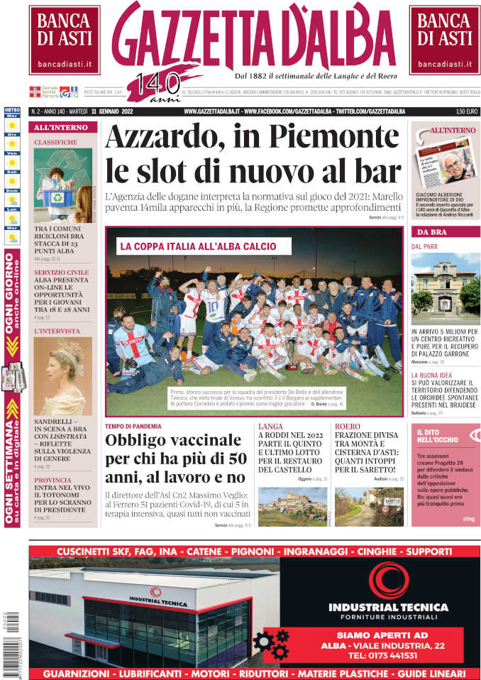 La copertina di Gazzetta d’Alba in edicola martedì 11 gennaio