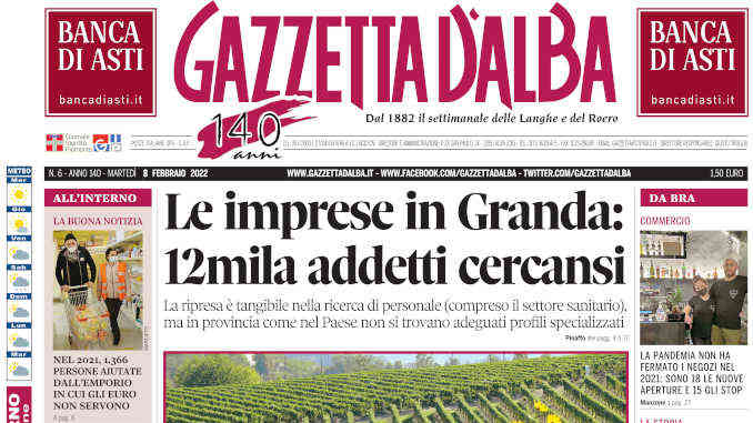 La copertina di Gazzetta d’Alba in edicola martedì 8 febbraio