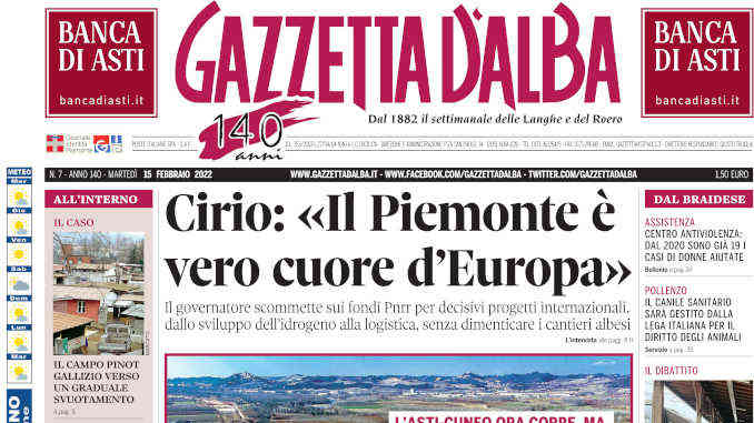 La copertina di Gazzetta d’Alba in edicola martedì 15 febbraio