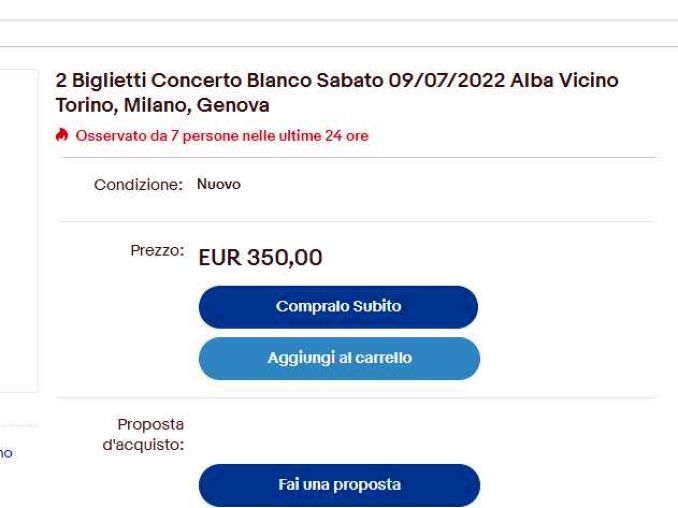 Per Blanco biglietti esauriti sui canali ufficiali ma sono in rivendita a quattro volte tanto