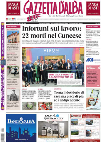 La copertina di Gazzetta d’Alba in edicola martedì 26 aprile