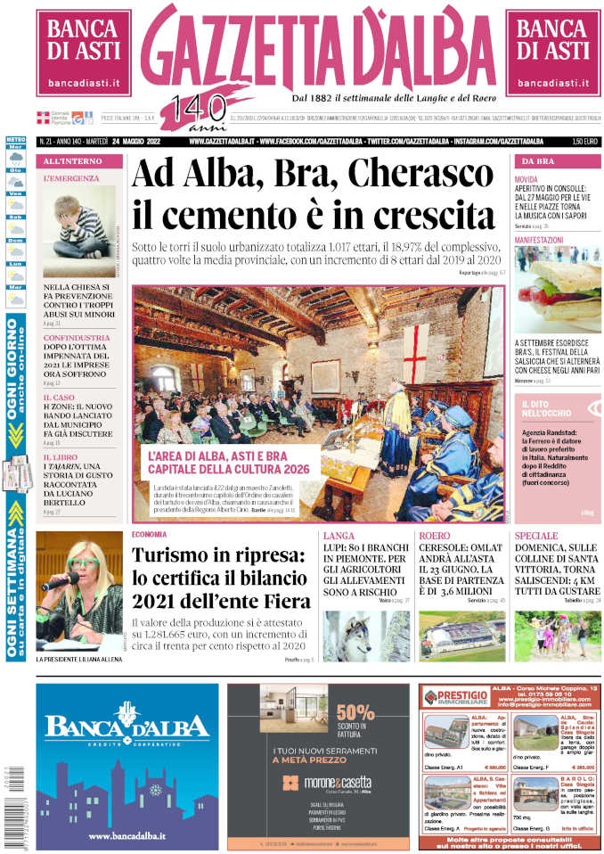 La copertina di Gazzetta d’Alba in edicola martedì 24 maggio