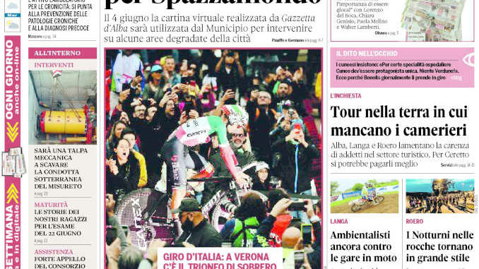 La copertina di Gazzetta d’Alba in edicola martedì 31 maggio
