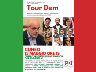 Il tour dei consiglieri regionali Pd approda a Cuneo venerdì 13 maggio alle 18