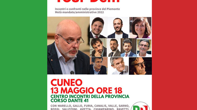 Il tour dei consiglieri regionali Pd approda a Cuneo venerdì 13 maggio alle 18