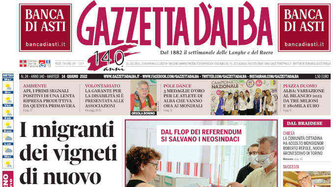 La copertina di Gazzetta d’Alba in edicola martedì 14 giugno