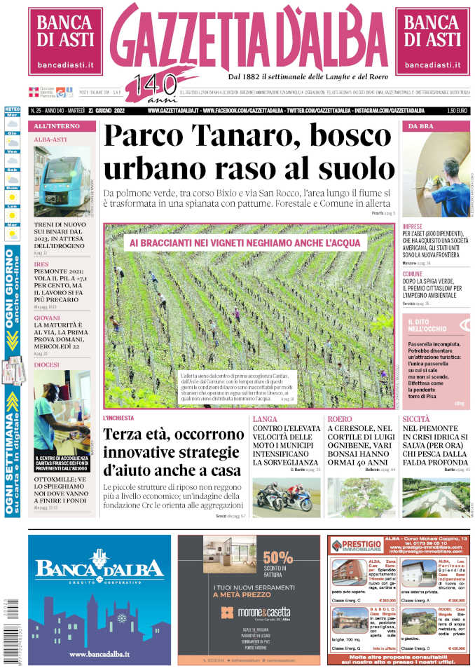 La copertina di Gazzetta d’Alba in edicola martedì 21 giugno