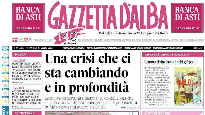 La copertina di Gazzetta d’Alba in edicola martedì 5 luglio