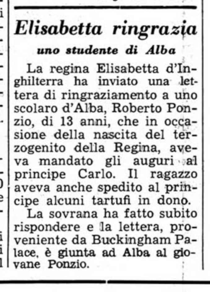 È morta Elisabetta II regina d'Inghilterra. Alba le consegno il tartufo dell'anno nel 1959 1