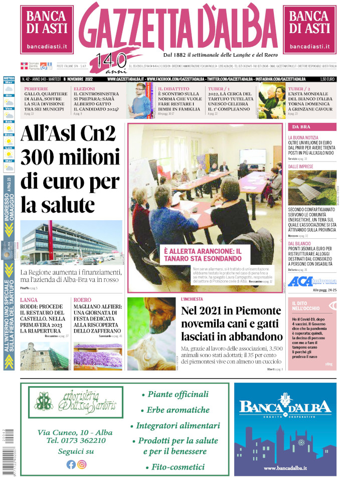La copertina di Gazzetta d’Alba in edicola martedì 8 novembre