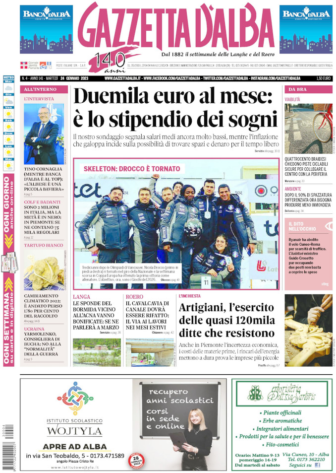 La copertina di Gazzetta d’Alba in edicola martedì 24 gennaio