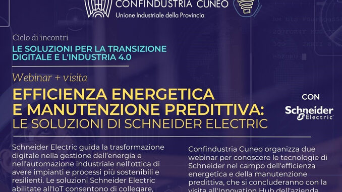 “Efficienza energetica e manutenzione predittiva: tecnologie 4.0 per le imprese nei focus di Confindustria Cuneo”