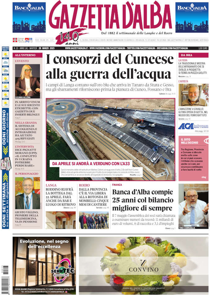 La copertina di Gazzetta d’Alba in edicola martedì 28 marzo