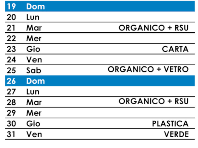 Raccolta rifiuti a Bra: date sbagliate nel calendario distribuito ai cittadini