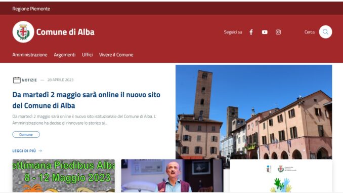 Da martedì 2 maggio sarà online il nuovo sito del Comune di Alba