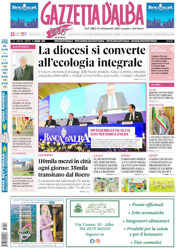 La copertina di Gazzetta d’Alba in edicola martedì 9 maggio