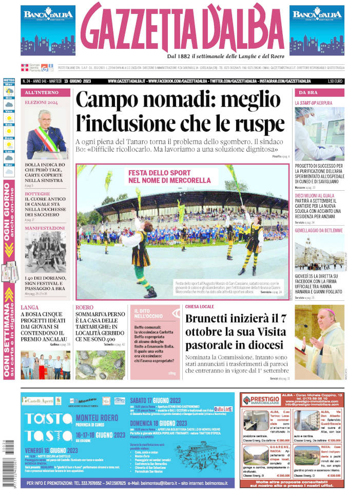 La copertina di Gazzetta d’Alba in edicola martedì 13 giugno