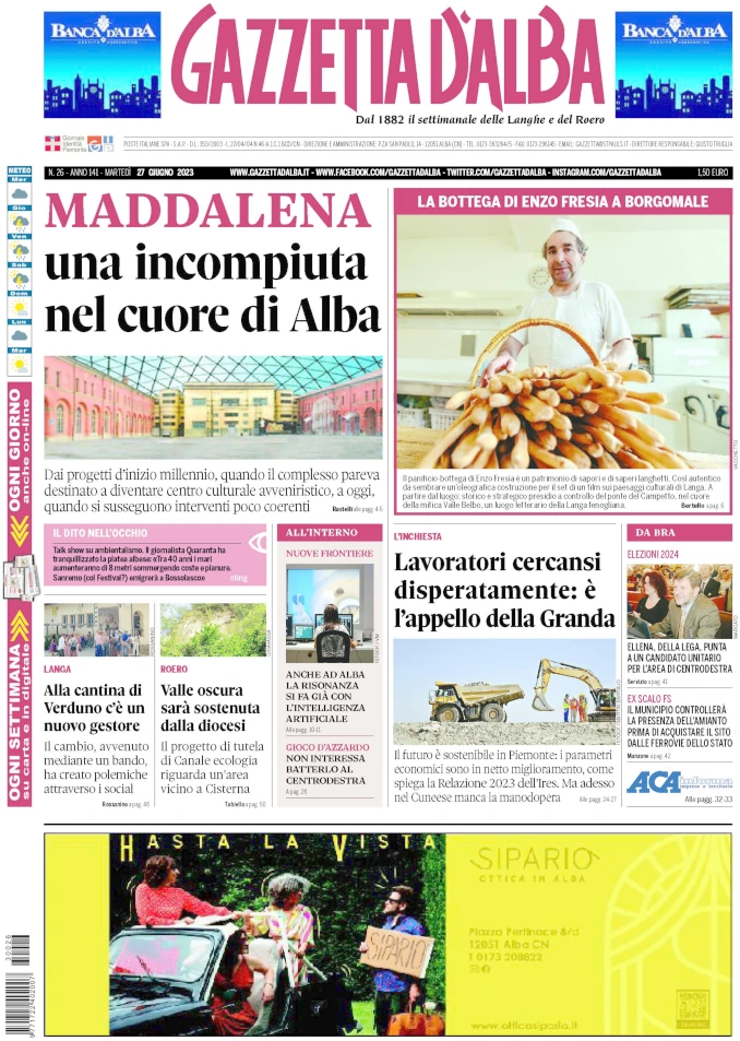 La copertina di Gazzetta d’Alba in edicola martedì 27 giugno