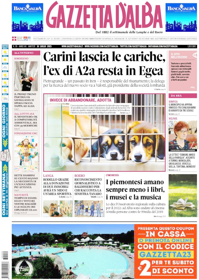 La copertina di Gazzetta d’Alba in edicola martedì 18 luglio