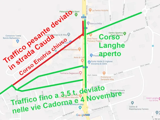 Corso Enotria, lunedì 31 apre il cantiere: deviazioni per le auto, divieti per i camion