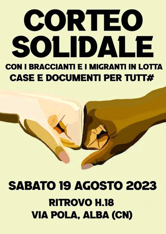 Casa, documenti, salute e lavoro: braccianti in corteo sabato ad Alba per avere dignità