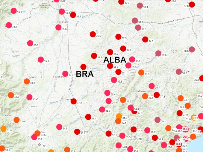 Il giorno più caldo. Nell'astigiano superati i 40 gradi a Incisa Scapaccino