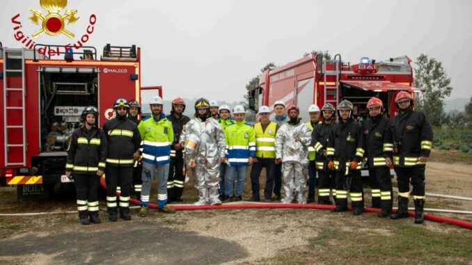 Esecitazione del nucleo NBCR dei Vigili del fuoco di Asti presso l’impianto Snam di San Marzanotto 1