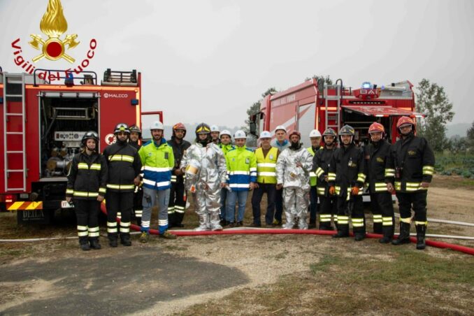 Esecitazione del nucleo NBCR dei Vigili del fuoco di Asti presso l’impianto Snam di San Marzanotto 1
