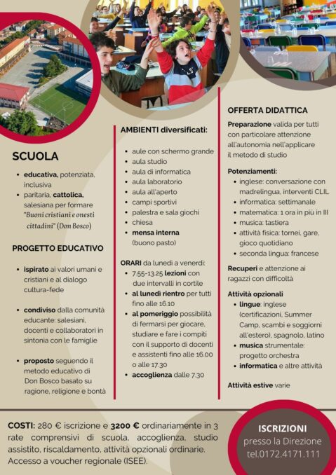 La scuola salesiana si presenta: sabato 7 ottobre l'Open day