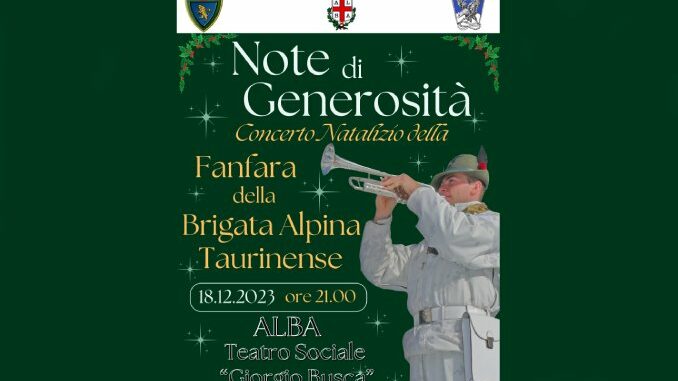 Note di Generosità, lunedì 18 dicembre ore 21.00 nel Teatro Sociale G. Busca di Alba