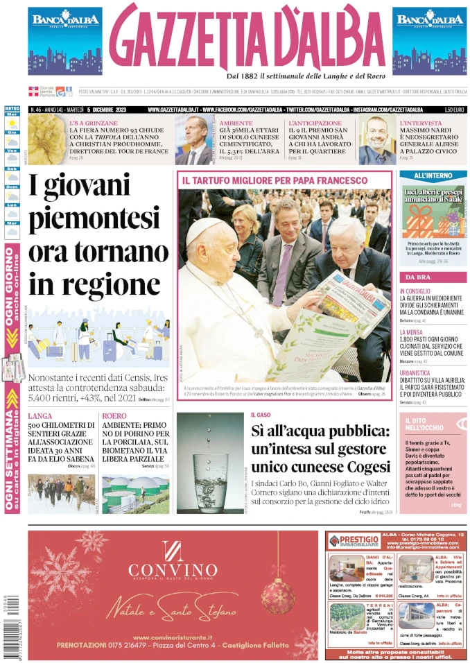 La copertina di Gazzetta d’Alba in edicola martedì 5 dicembre