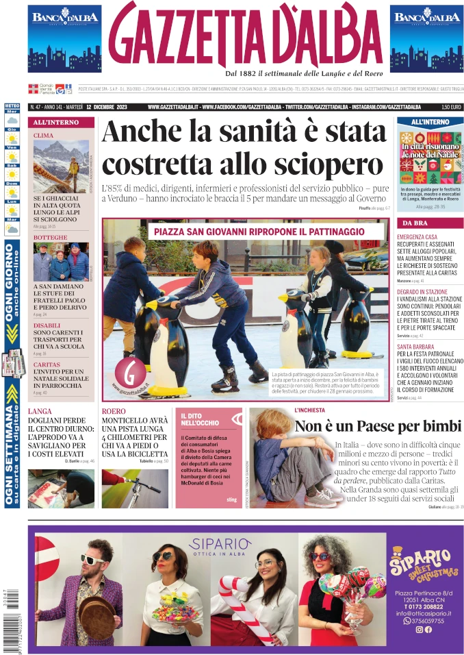 La copertina di Gazzetta d’Alba in edicola martedì 12 dicembre 1