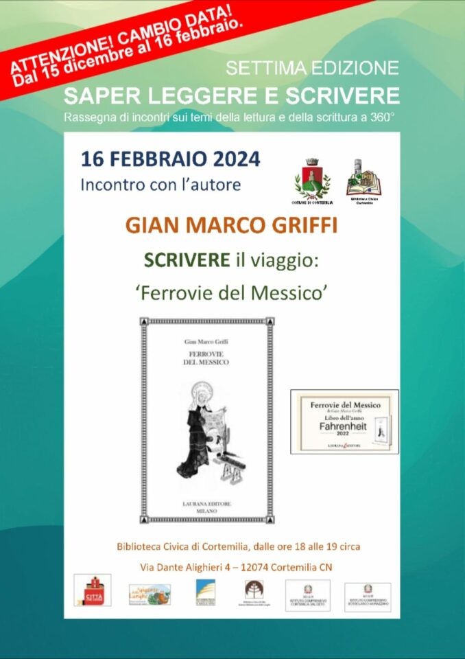 Cortemilia: cambio di data per l'incontro con Gian Marco Griffi in biblioteca