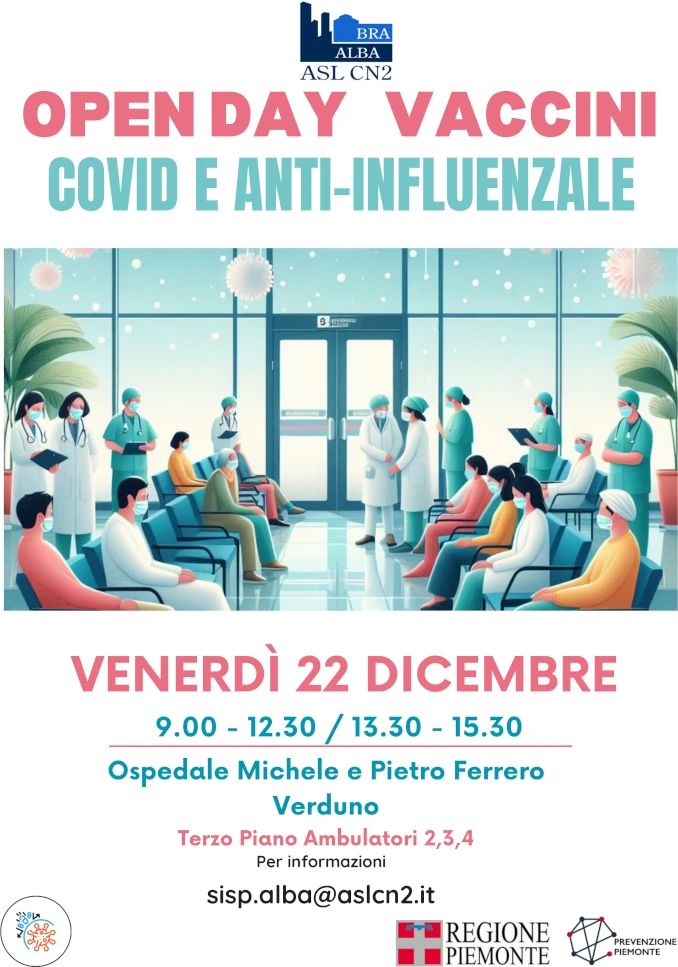 Venerdì 22 dicembre all'ospedale Ferrero di Verduno c'è l'open day vaccinale