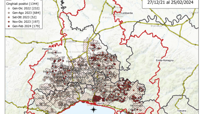 2024_02_25_positivi_zone_restrizione Peste suina africana: 29 nuovi casi tra Piemonte e Liguria 1